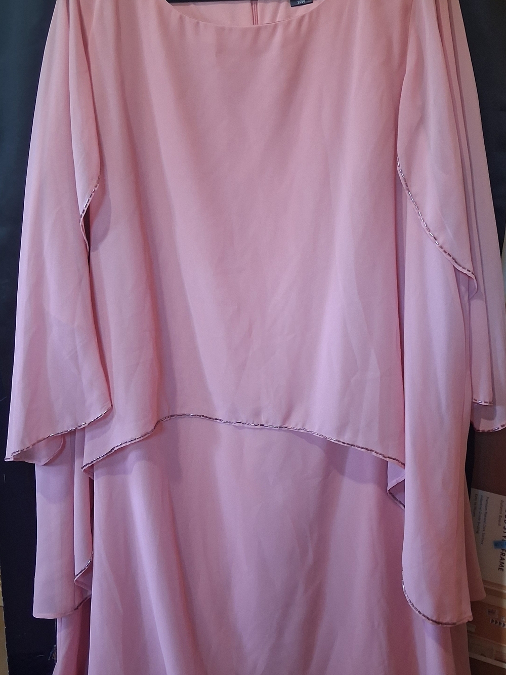 Catherines Soft Pink Layered Long-Sleeve Dress